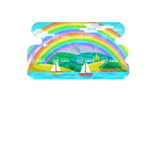 Vector Landscape Mega Bundle - Nature Landscape with Rainbow Vector Background